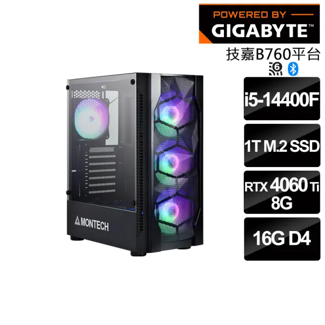 【技嘉平台】i5十核GeForce RTX 4060 Ti{碎星浪人MK-V}電競機(i5-14400F/B760/16G/1T_SSD)