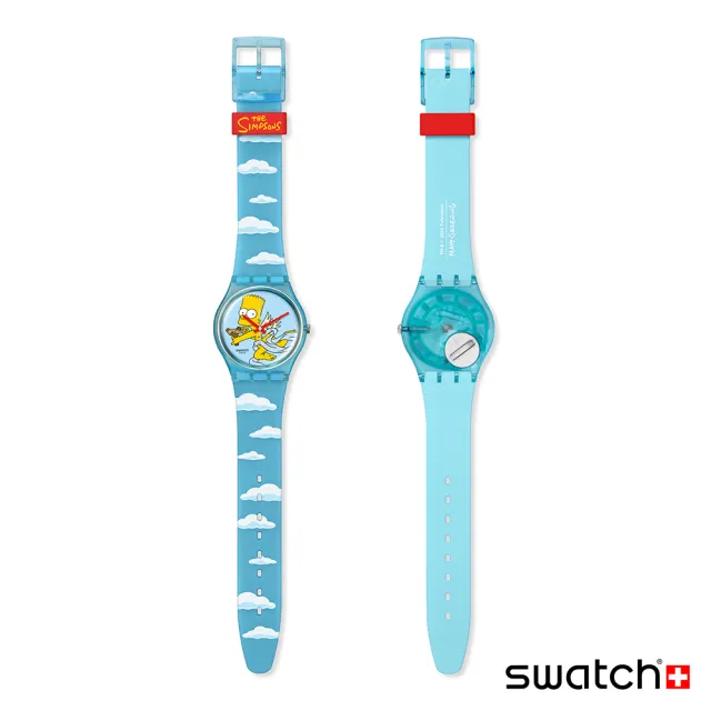 【SWATCH】Gent 原創系列手錶 ANGEL BART 辛普森家庭 壩子邱比特 男錶 女錶 手錶 瑞士錶 錶(41mm)