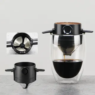 【ANTIAN】家用不銹鋼掛耳咖啡滴漏式過濾網 咖啡折疊濾杯 手沖咖啡過濾器