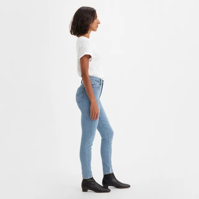 【LEVIS】女款 721高腰緊身窄管牛仔長褲 / 淺藍水洗破壞加工 / 彈性布料 熱賣單品 18882-0687
