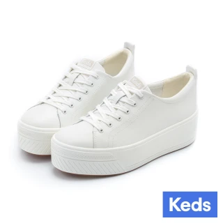 【Keds】SKYLER LEATHER 極輕時尚厚底皮革休閒小白鞋(9241W133993)