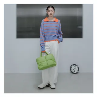 【MO-BO】條紋撞色翻領針織上衣