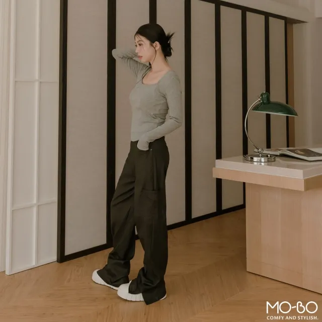 【MO-BO】帥氣工裝風格皮長褲