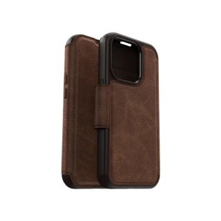 【OtterBox】iPhone 15 Pro 6.1吋 Strada 步道者系列真皮掀蓋保護殼-棕(支援MagSafe)