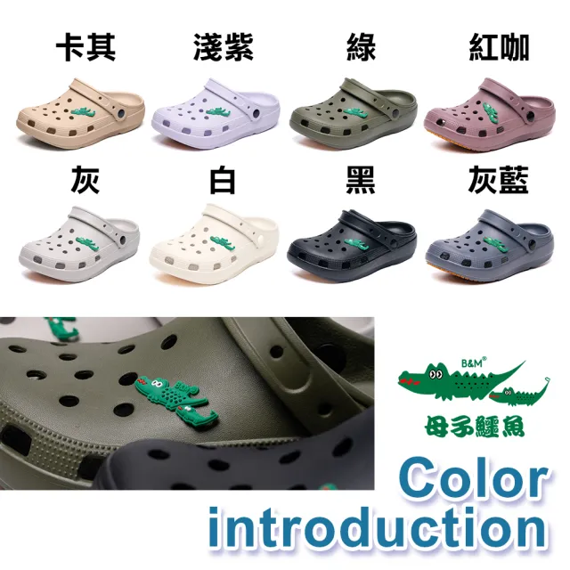 【母子鱷魚】-官方直營-絕對百搭兩穿式洞洞鞋-灰藍(男女款)