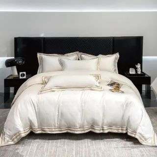 【韋恩寢具】100%100支天絲奢華刺繡兩用被薄床包組(特大/100支天絲/柔軟透氣)