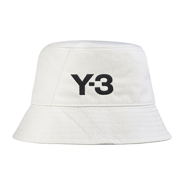 Y-3 山本耀司 Y-3 BUCKET HAT黑字刺繡LOGO帆布漁夫帽(灰白)