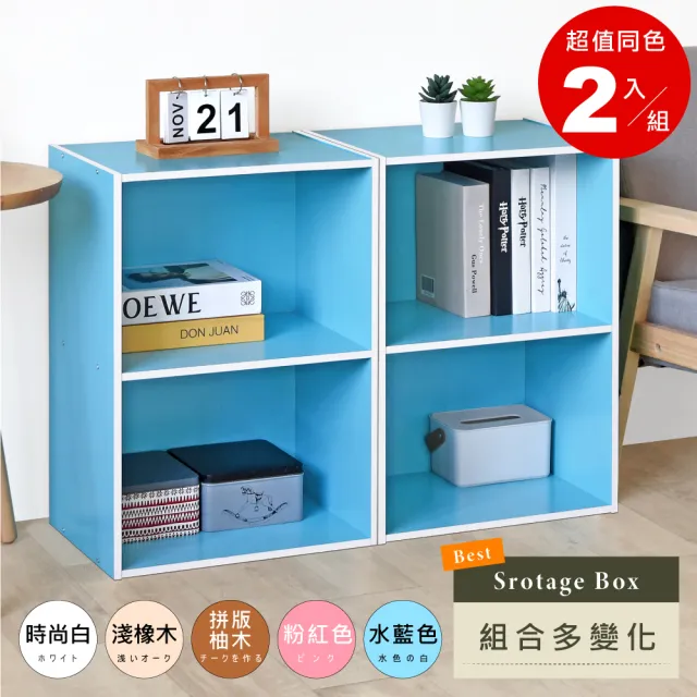 【HOPMA】經典萬用二層櫃〈2入〉台灣製造 背板嵌入款 收納櫃 儲藏玄關櫃 置物書櫃 二格櫃 展示空櫃