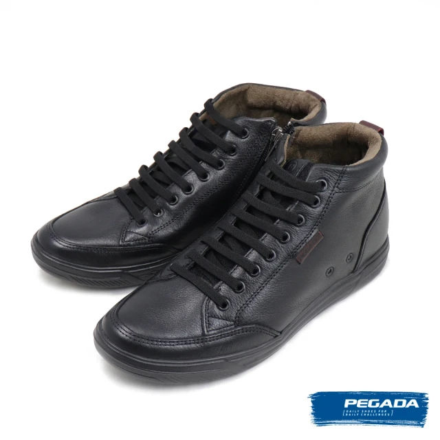 PEGADA 巴西經典拉鍊綁帶高筒休閒鞋 黑色(110405-BL)