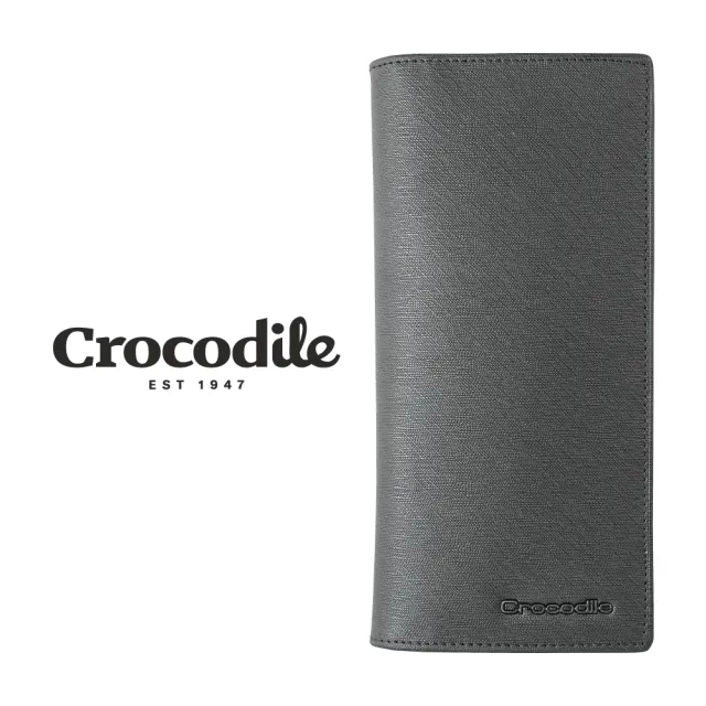 【Crocodile】鱷魚皮件 真皮皮夾 17卡 拉鍊 長夾-0103-10401-黑藍兩色-原廠公司貨(維也納Wien系列)