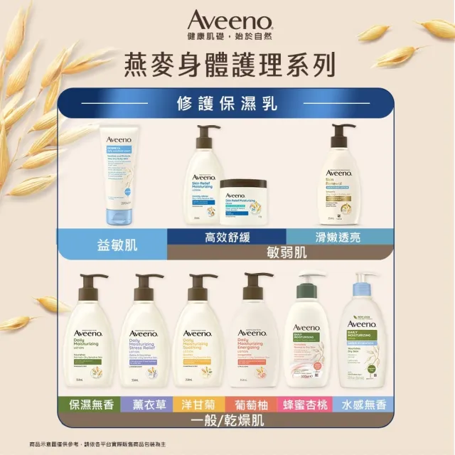 【Aveeno 艾惟諾】買2送2★天然燕麥高效舒緩潤膚霜312gx2+30gx2(身體乳/保濕乳液)