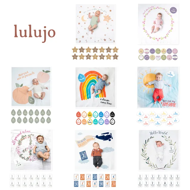 【lulujo】BABY FIRST YEAR 寶寶成長紀錄包巾卡片禮盒組(多款可選)