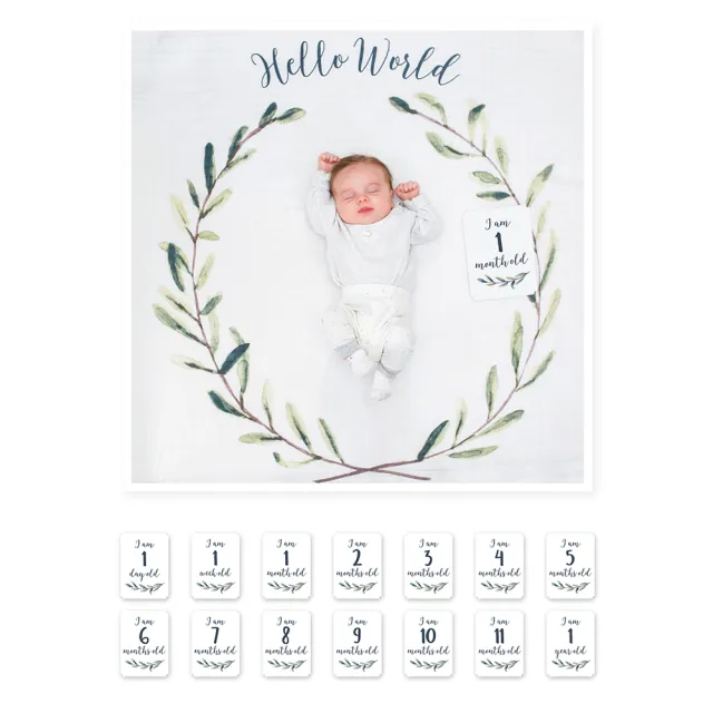【lulujo】BABY FIRST YEAR 寶寶成長紀錄包巾卡片禮盒組(多款可選)