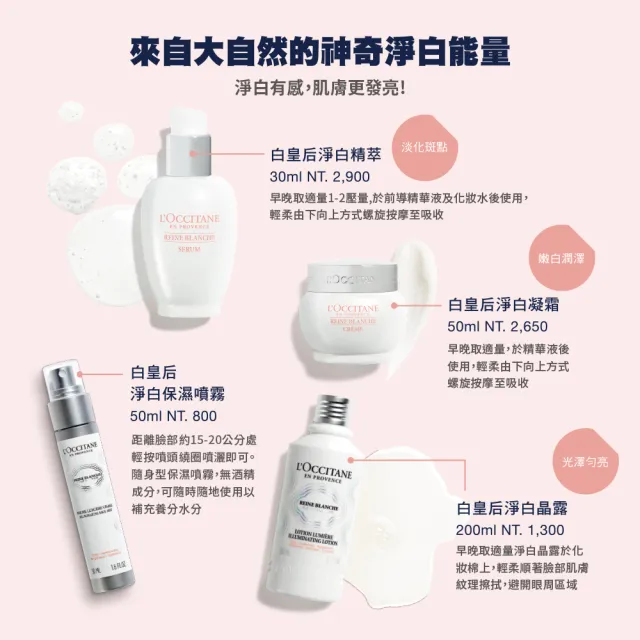 【L’Occitane 歐舒丹】官方直營 白皇后淨白精萃30ml(美白/精華/保濕)