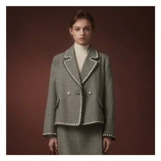 【JESSICA】出清品 復古千鳥格紋翻領小香風外套235004