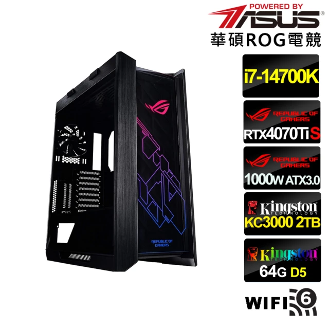 華碩平台華碩平台 i7廿核GeForce RTX 4070TIS{玩家帝國}電競電腦(i7-14700K/Z790/64G/2TB/WIFI)