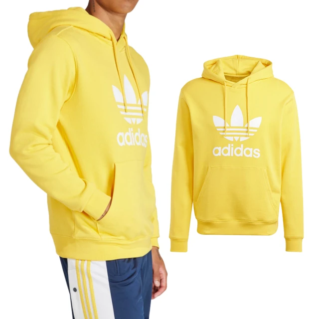 adidas 愛迪達 TREFOIL HOODY 男款 黃色 連帽T 經典 三葉草 運動 休閒 上衣 長袖 IM9409