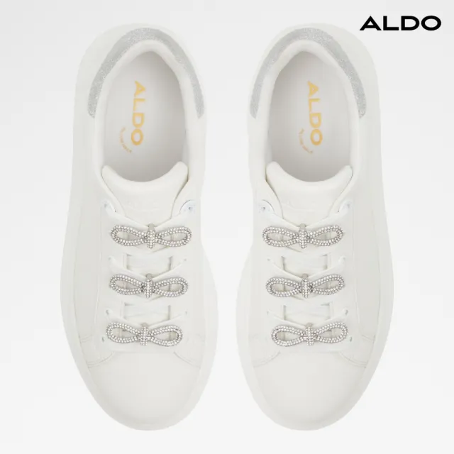 【ALDO】MERRICK-時尚水鑽蝴蝶結搭配休閒小白鞋-女鞋(白色)