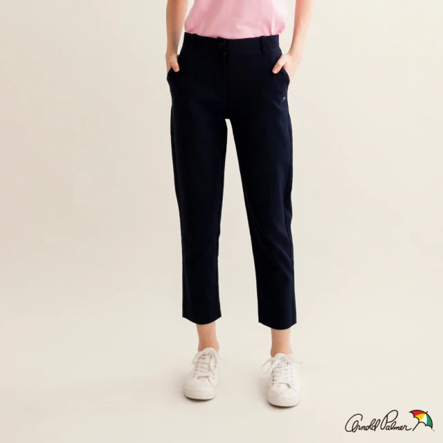 【Arnold Palmer 雨傘】女裝-百搭直筒休閒褲(深藍色)