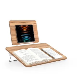 【Ermutek 二木科技】高效學習雙層閱讀書架/手寫板/筆電支架/平板支架(原木色/DM-037)