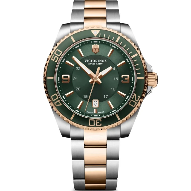 【VICTORINOX 瑞士維氏】Maverick Large 潛水大三針腕錶-綠43mm(VISA-242008)