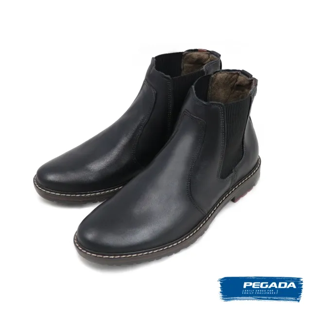 【PEGADA】巴西經典彈性伸縮切爾西休閒短靴 黑色(126203-BL)