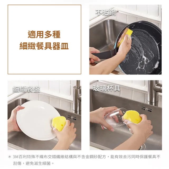【3M】百利菜瓜布隨手掛架組-餐具專用海綿菜瓜布(4片裝)