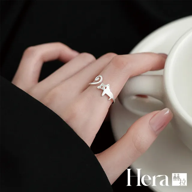 【HERA 赫拉】簡約捲尾貓咪開口戒指 H112090501(戒指)