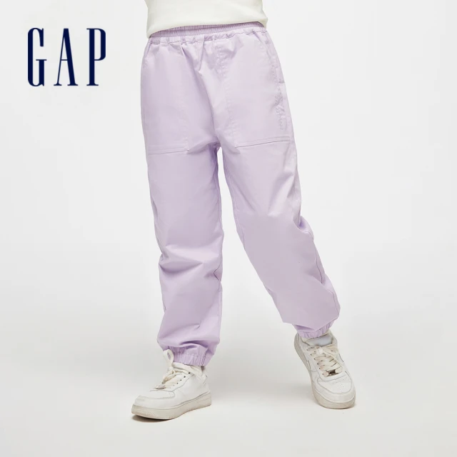 GAP 女童裝 Logo束口鬆緊褲-淡紫色(890285)好