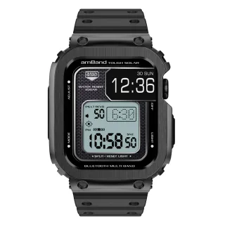 【Amband】Apple Watch 專用保護殼  黑色軍規級鋼殼 X TPU 錶帶(45mm - Apple Watch 8 / 7)