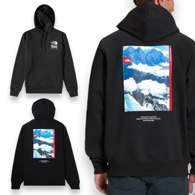 【The North Face】北臉 男女同款 1992背面雪山 帽TEE 厚磅 長袖 hoodie
