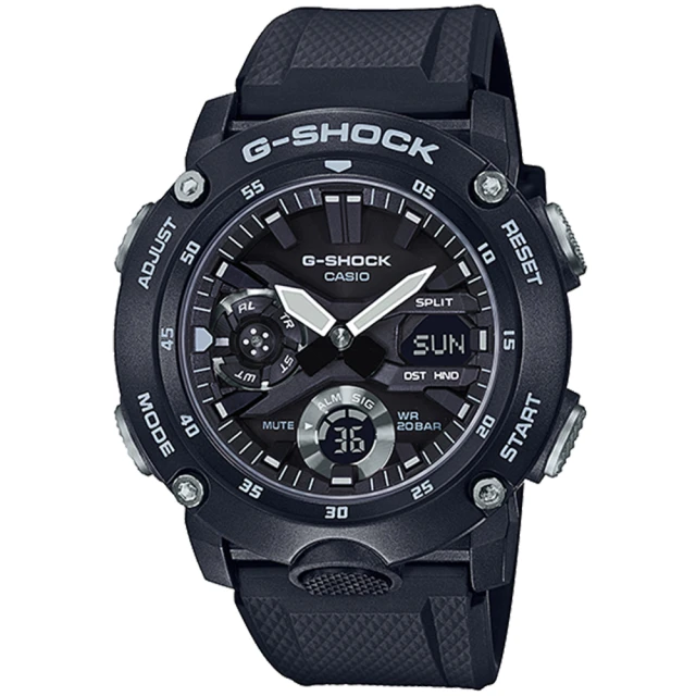 CASIO 卡西歐CASIO 卡西歐 G-SHOCK 碳纖維防護雙顯手錶(GA-2000S-1A/速)