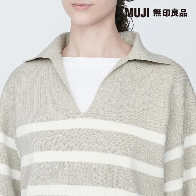 【MUJI 無印良品】女可水洗米蘭諾螺紋開領POLO針織衫(共4色)