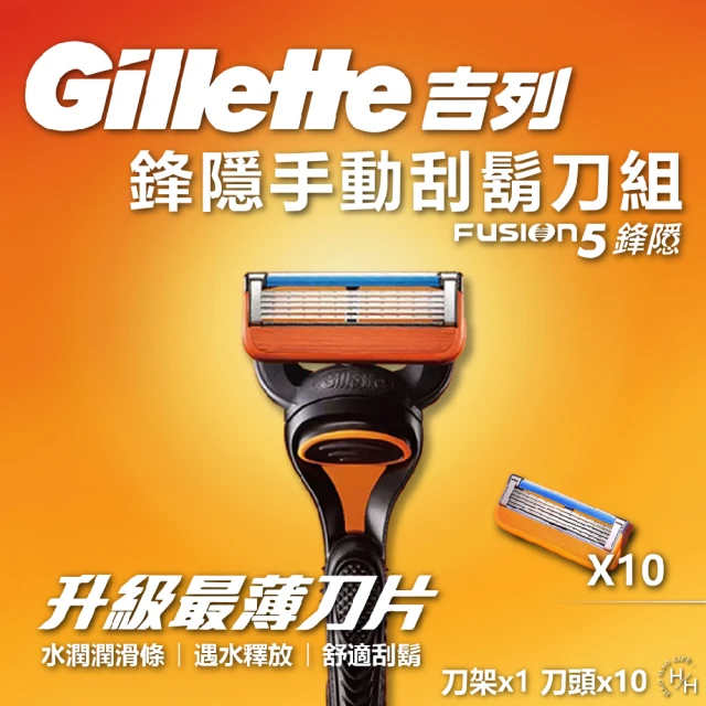 Gillette 吉列 鋒隱手動刮鬍刀組(刀架x1+刀頭x10)