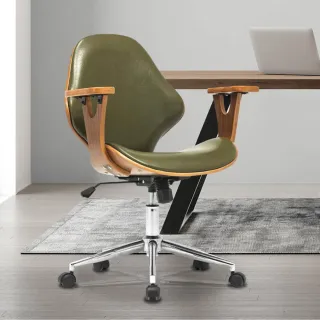 【E-home】Lilian莉莉安造型扶手曲木電腦椅 2色可選(辦公椅 網美椅 會議椅 主管椅)