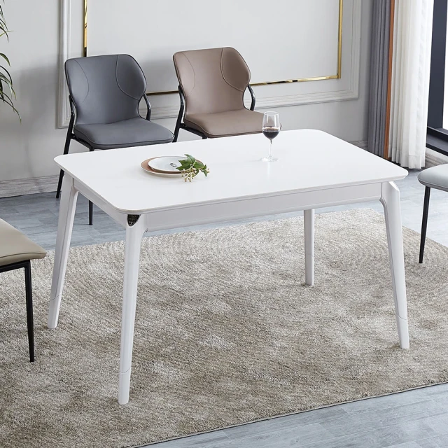Taoshop 淘家舖 奶油風純白色岩板餐桌椅輕奢義式長方形