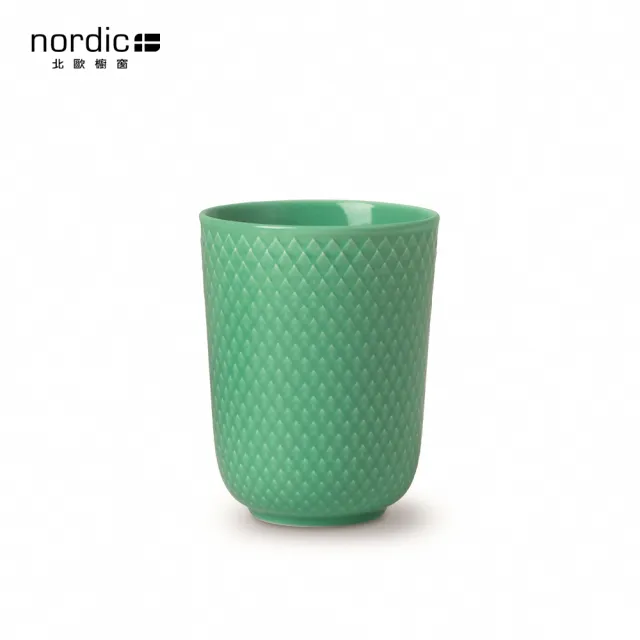 【北歐櫥窗】Lyngby Porcelain Rhombe 菱紋 瓷杯(330ml、綠)