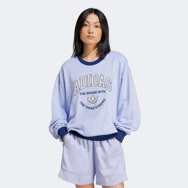 adidas 愛迪達 上衣 女款 長袖上衣 大學T 運動 三葉草 亞規 VRCT SWEAT OR 藍 IT4271