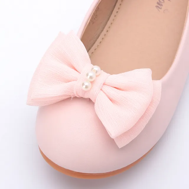 【鞋全家福】21-23.5cm BABYLON 珍珠雙層蝴蝶結娃娃鞋 粉 大童鞋