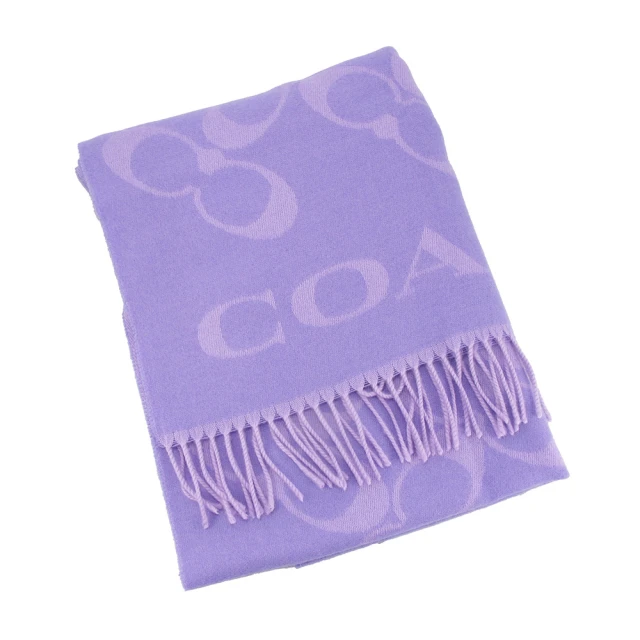 【COACH】新款寬版羊毛圍巾、披巾(粉紫)