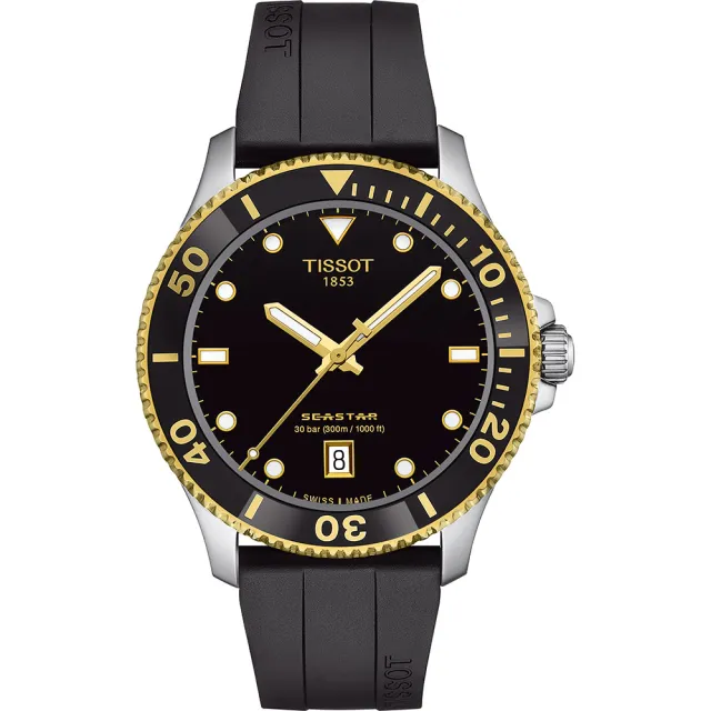 【TISSOT 天梭】官方授權 Seastar 1000 海洋之星300米潛水錶 手錶-40mm 送行動電源(T1204102705100)