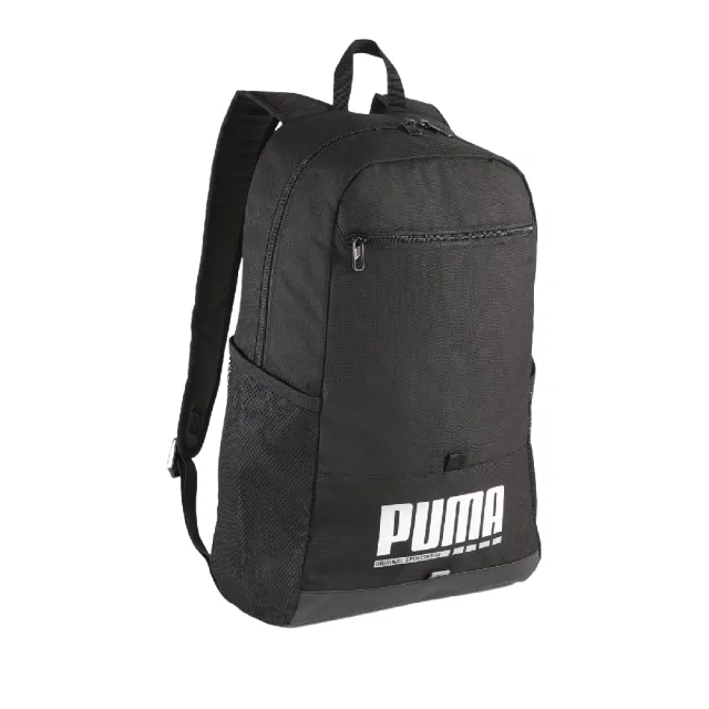 【PUMA】後背包 Plus Backback 黑 白 大空間 可調背帶 軟墊 反光 筆電包 雙肩包 背包(090346-01)