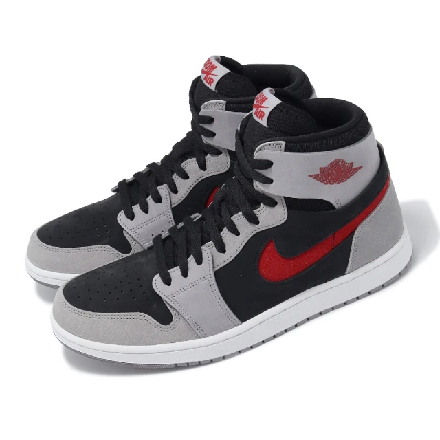 NIKE 耐吉 休閒鞋 Air Jordan 1 ZM Air CMFT 2 男鞋 灰 紅 高筒 麂皮 AJ1 一代(DV1307-060)