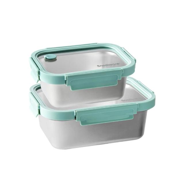 【CorelleBrands 康寧餐具】可直火可微波316不鏽鋼保鮮盒1250ml+820ml-兩件組