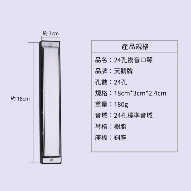 【KM MUSIC】天鵝牌 24孔 復音 C調 口琴(初學者 複音口琴 入門口琴 口琴初學)