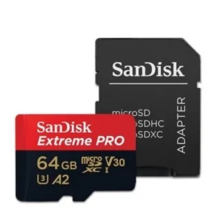 【SanDisk 晟碟】極速升級 全新版 64GB ExtremePRO A2 記憶卡 附SD轉卡高速讀取200MB/s(原廠永久保固)