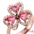 【DOLLY】18K金 無燒豔彩霓虹尖晶石玫瑰金鑽石戒指