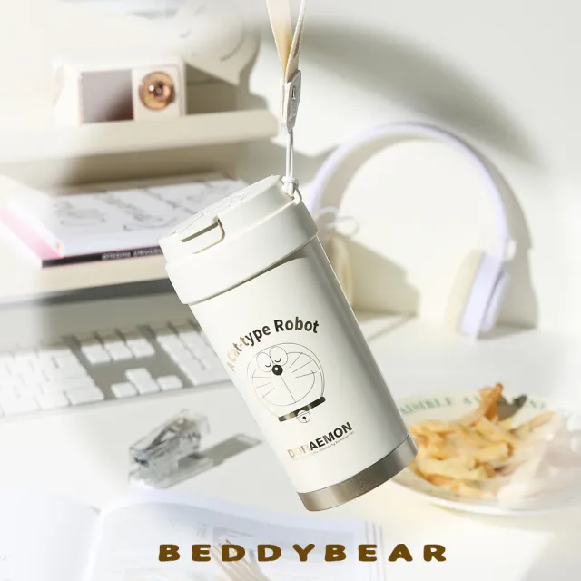 【BEDDY BEAR 杯具熊】哆啦A夢輕心保溫咖啡杯 316不鏽鋼保溫杯 陶瓷保溫杯 咖啡隨行杯 500ml