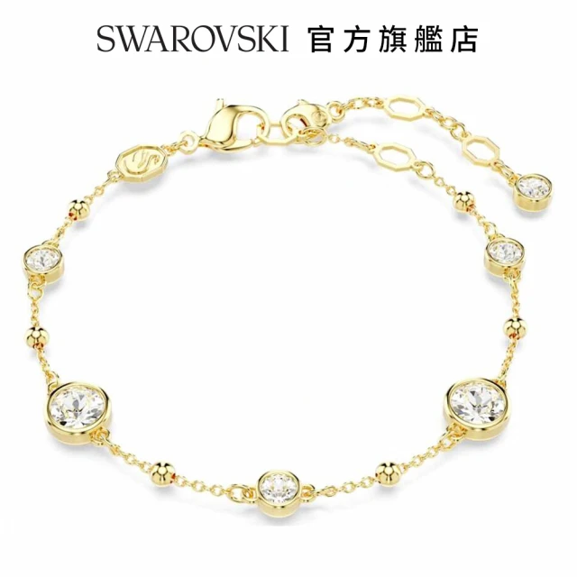 SWAROVSKI 官方直營 Imber 手鏈 圓形切割 白色 鍍金色色調