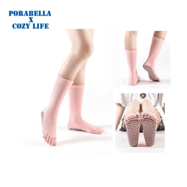 【Porabella】襪子 五指襪 中筒襪 素色襪子 運動襪 瑜珈襪 防滑襪 普拉提襪 YOGA SOCKS